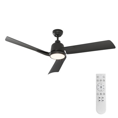 Warmiplanet 52"Ceiling Fans with Lights and Remote Control, DC Motor,Black, 3 Blades