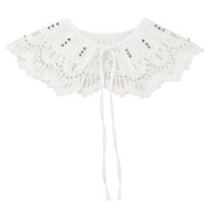 Elerevyo Women Lace Embroidery Knit Detachable Fake Peter Pan Collar Little Shawl for Blouse 1Pc - 1 of 4