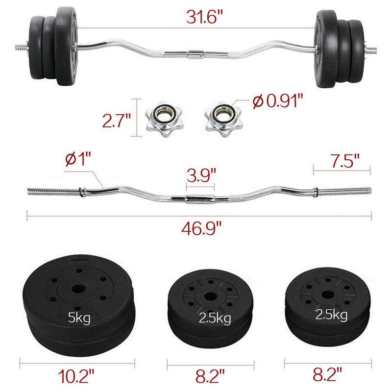 Yaheetech High Quality Barbell Dumbbell Weightlifting Set Black, 3 of 10
