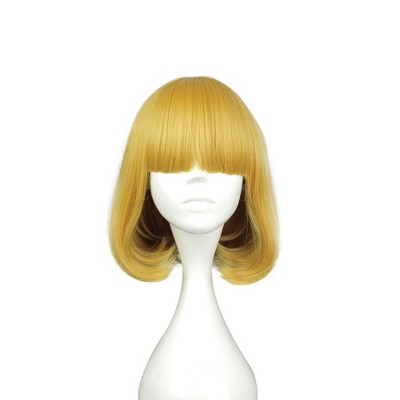 Unique Bargains Women's Curly Wigs 14" Gold Tone with Wig Cap
