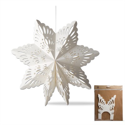 tagltd Snowflake Paper Hanging Decor Large Cord For Hanging Christmas Xmas Holiday Paper Ornament Home Decor