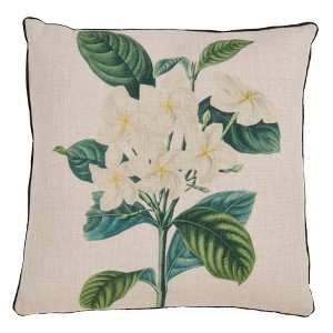 Saro Lifestyle Gardenia Pillow - Poly Filled, 18" Square, Natural - 1 of 3