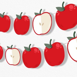 Big Dot of Happiness Apple Garland Banner, Back to School Classroom Teacher Decor, Fall Harvest Decor Backdrop, 30 Feet of Cord, 15 Paper Apple Shapes - 1 of 4