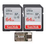 SanDisk 64GB 120MB/S Ultra UHS-I SDXC Memory Card (2-Pack) with Card Reader
