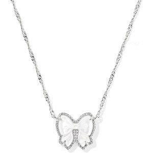 Elegant Bow Pendant Necklace Short Fashion Jewelry for Women RHODIUM - IVORY MOTHER OF PEARL - 1 of 4