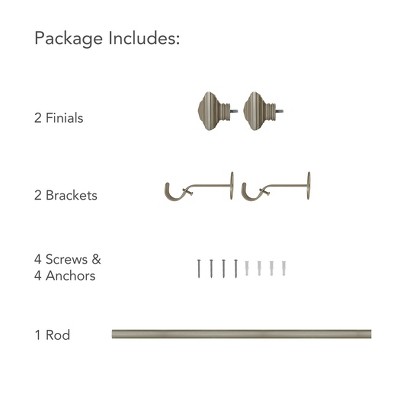 Florence Polished Nickel Adjustable Curtain Rod with Square Finials