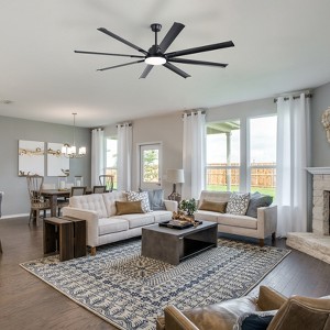 Wanze of Ocean 84 in. Smart White Indoor ABS Black Blade 3-Size Downrod Mount Ceiling Fan with 3-Color Dimmable Light and APP Control - 1 of 4