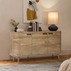 LuxenHome Sideboard Buffet Cabinet with Storage, 53'' Wide Mid Century Modern Natural Oak Manufactured Wood Accent Cabinet with 3-Door - 2 of 4