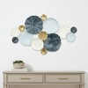 HomeRoots 25" X 41" Blue Metal Abstract Geometric Round Discs Hanging Dimensional Sculpture - 2 of 4