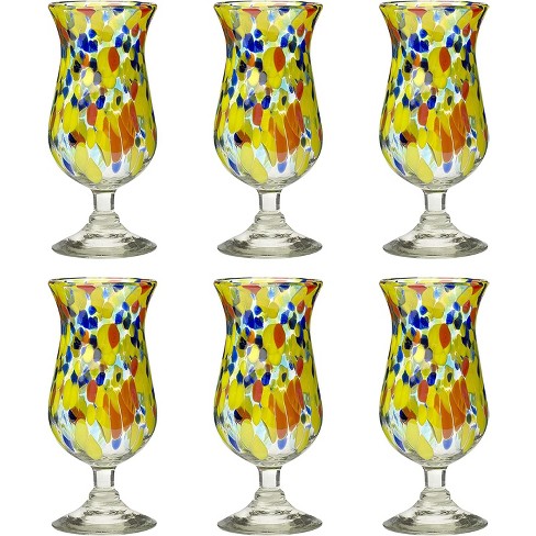 boeren Dageraad chrysant Amici Home Carnaval Hurricane Drinking Glass, Imbedded Opaque Beads,  Recycled Handblown Artisanal Mexican Tabletop Glassware, 16-ounce, Set Of  6, : Target
