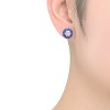 Guili Sterling Silver Earrings with Colored Round & Baguette CZ in White Gold & Rhodium Plating – Glamour and Sophistication for Every Style - 2 of 3