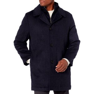 Adam Baker Men's Classic Fit Top Coat Wool Blend Overcoat Car Coat with Bib (Including Big & Tall) - 1 of 2