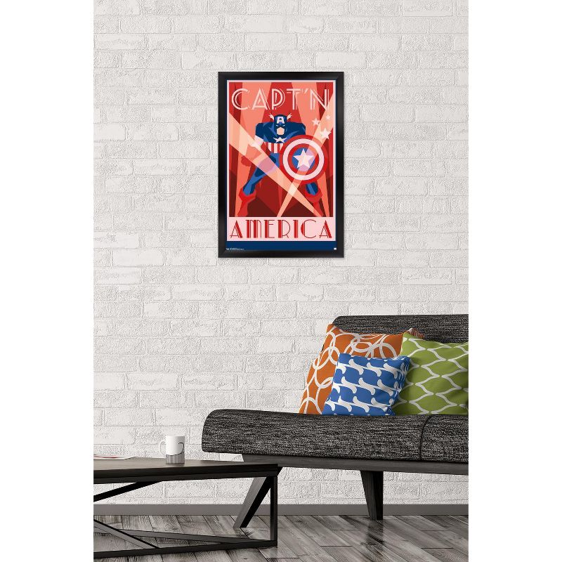 Trends International Marvel Comics - Captain America - Art Deco Framed Wall Poster Prints, 2 of 7