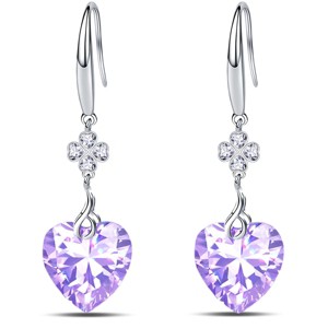 Paaaawaters 925 Sterling Silver 5A Pure Brillant Heart Cut Cubic Zirconia Love Heart Dangle Earrings for Women - 1 of 4
