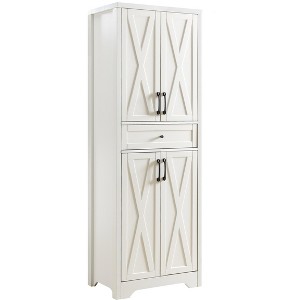 JHX 68" High White Multi-Functional Sideboard, Large Capacity Storage Cabinet for Living Room, Bedroom & Office, 23.7"L x 15.0"W x 68"H - 1 of 4