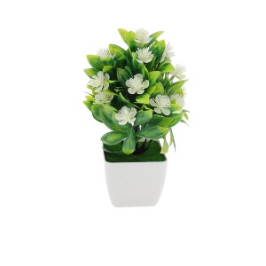 Unique Bargains Artificial Plants 17-Bud Square Pot Plum Blossom Arrangement Plastic 2.95"x2.95"x8.27" 1 Pcs - 1 of 4