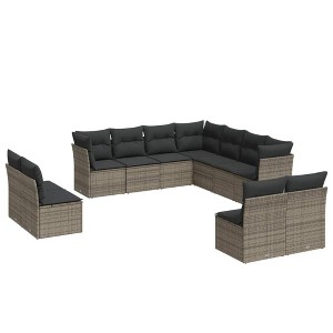 vidaXL Garden Sofa Set Grey PE Rattan Large Modular Garden Sofa Set - 1 of 4