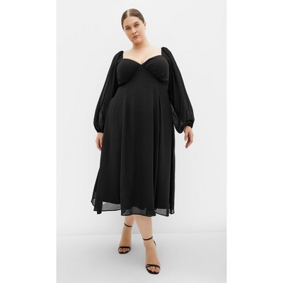 Women's Plus Size Flirty Midi Dress - black | CITY CHIC