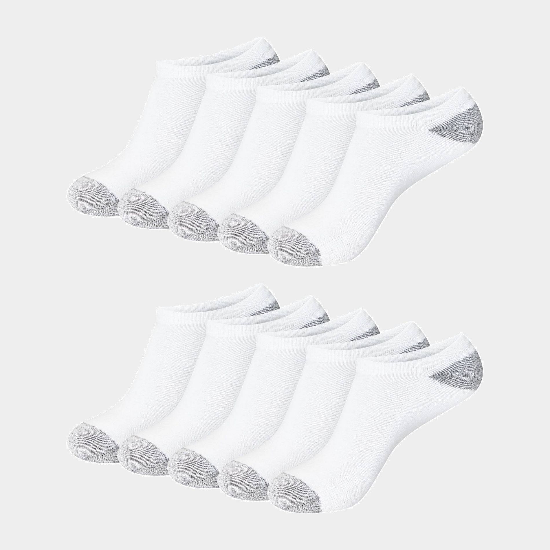 Hanes Women's Extended Size 10pk No Show Socks - White 8-12: Polyester Cotton Blend, Reinforced Heel & Toe, Knit