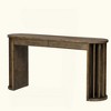 KIGFTSOD Long Oak Veneer Console Table with Curved & Straight Line Design, Behind the Couch Farmhouse Table for Entrance Hallway Living Room - 3 of 4