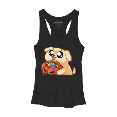 Women's Design By Humans Halloween Candy Pup By Puppers Racerback Tank Top
