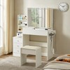 Gulches White Modern Vanity Desk Set: 3-Color Adjustable  Lights, Large Mirror + Power Outlet, Hairdryer Holder, 5 Drawers for Bedroom - 3 of 4