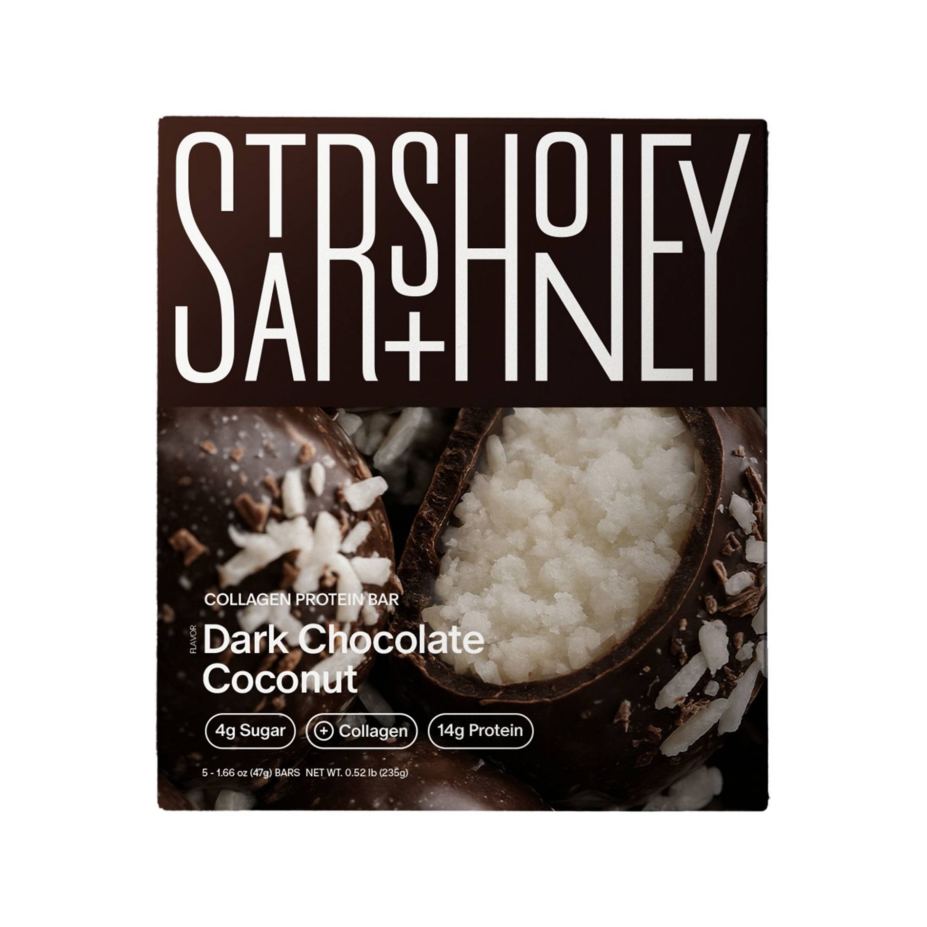 Stars + Honey Collagen Dark Chocolate Coconut Protein Bars - 14g Protein - 8.3oz/5pk