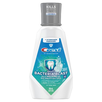 Crest Breath Bacteria Blast Mouthwash, Mint, 1L (33.8 fl oz)