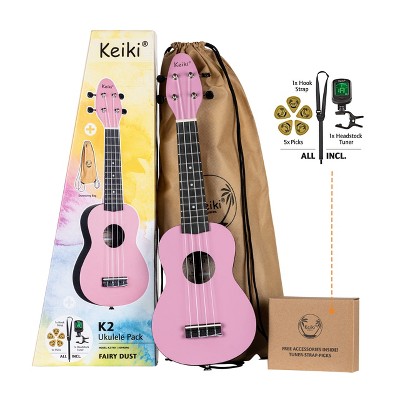 Ortega Guitars Keiki K2 Series Soprano Ukulele Pack - Includes: Tuner, Picks, Strap & Tote Bag