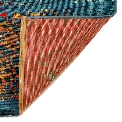 Suzanie Blue Vintage-Look Indoor/Outdoor Synthetic Rug - 1'11" x 7'6"