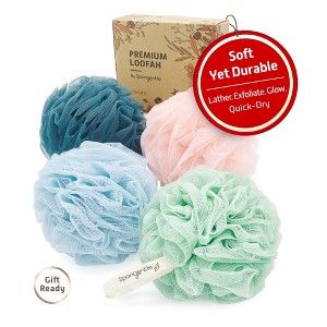 Spongentle Loofah Bath Sponge, Exfoliating Scrubber for Bath & Shower, Ideal for Women & Men - 1 of 4