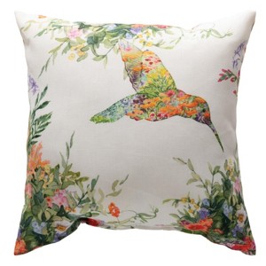 Manual Woodworks and Weavers Hummingbird Garden Throw Pillow – 12x12 Climaweave Outdoor Accent - 1 of 3