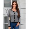 Clearlove Women's Long Sleeve Cardigan Color Block Button Down Knit Jacket - 2 of 4