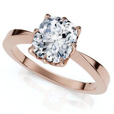 Pompeii3 1 1/2Ct Cushion Solitaire Diamond Engagement Ring 14k Gold Lab Created