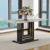 Modern Rectangular 63" Faux Marble Top Kitchen Dining Table, U-Shape MDF Base Luxurious Dining Room Table,Living Room Bedroom Table-Cuddlewood - 3 of 4