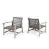NicBex Set of 2 Antique-Style Wicker Club Chair, Weather-Resistant Outdoor Dining Chairs with Acacia Wood & Wicker, Gray - 2 of 4