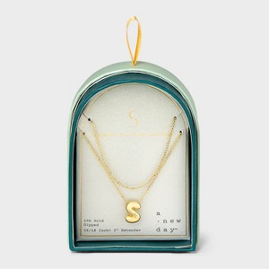 14K Gold Dipped Initial Bubble Multi-Strand Pendant Necklace - A New Day™ Gold - 1 of 4