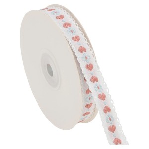 Unique Bargains 0.39"x29.53' Heart Flower Gift Ribbon - 1 of 4