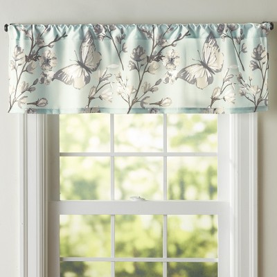 Lakeside Floral Window Curtain Valance – Kitchen or Bathroom Décor - Aqua - Cherry Blossom