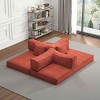 78.8 Inch Modular Sofa, Convertible Floor Sofa Bed with Pillow Arms, Multi-Shape Design Sofa Bed with Corduroy Removable Covers-Coolbibila - 3 of 4