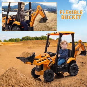Jojoka 4 in 1 JCB Ride On Excavator, 12V Kids Toy with Remote Control & Front Loader & Digger, Four Transformable Forms - 1 of 4