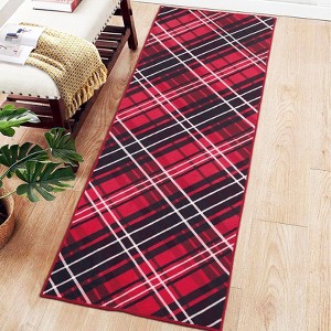 Plaid Area Rug Washable Rug Non Slip Backing Xmas Area Rug Indoor Soft Christmas Area Rug for Living Room Bedroom Nursery - 1 of 4