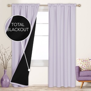 Deconovo ModernLuxury BlackOut RodCurtains For LivingRoom or BedRoom，Easy Clean,2Panels - 1 of 4