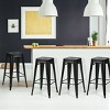 Tangkula Set of 4 Metal Bar Stools 24" Industrial Chair Low Back Black - 2 of 4