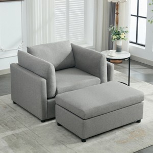 KTMBDW Accent Chair with Ottoman Set, Modern Upholstered Soft Single Sofa with Footstool for Living Room, Bedroom, Reading Room, Guestroom - 1 of 4