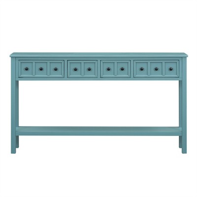 OUTSUPPLY Entryway Console Table with 4 Drawers & Shelf, Narrow Sofa Table for Hallway, Living Room, Easy Assembly