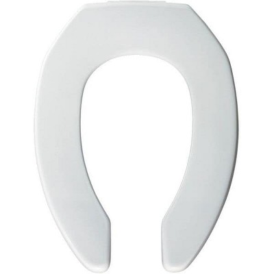 White Plastic Elongated Open Front Raised Toilet Seat