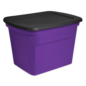 Sterilite 18 Gallon Orange Plastic Storage Container Bin Tote with Black Lid, Halloween - 1 of 4