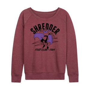 Women's - Teenage Mutant Ninja Turtles - Shredder Lights Lightweight French Terry Wide Neck Long Sleeve Shirt - 1 of 4