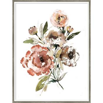 Bouquet Muted by Sara Berrenson Wood Framed Wall Art Print 19 in. x 25 in. - Amanti Art